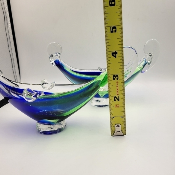 Murano Cobalt & Green Glass Gondolas - set of 2 - Picture 9 of 10